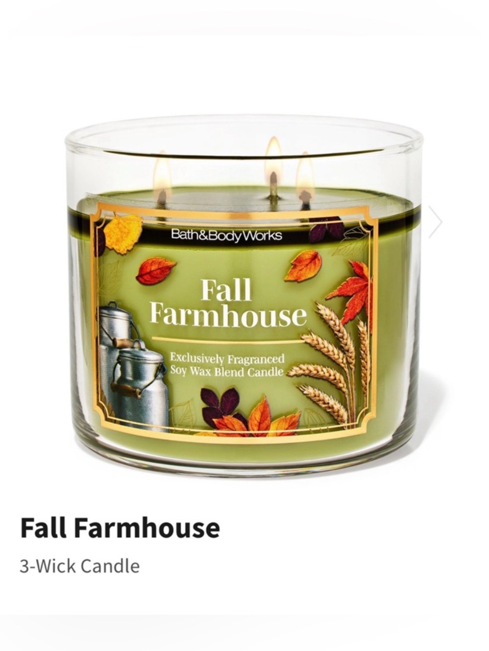 NIB Bath & Body Works “Fall Farmhouse” 3-Wick Candle w Decorative Metal Lid